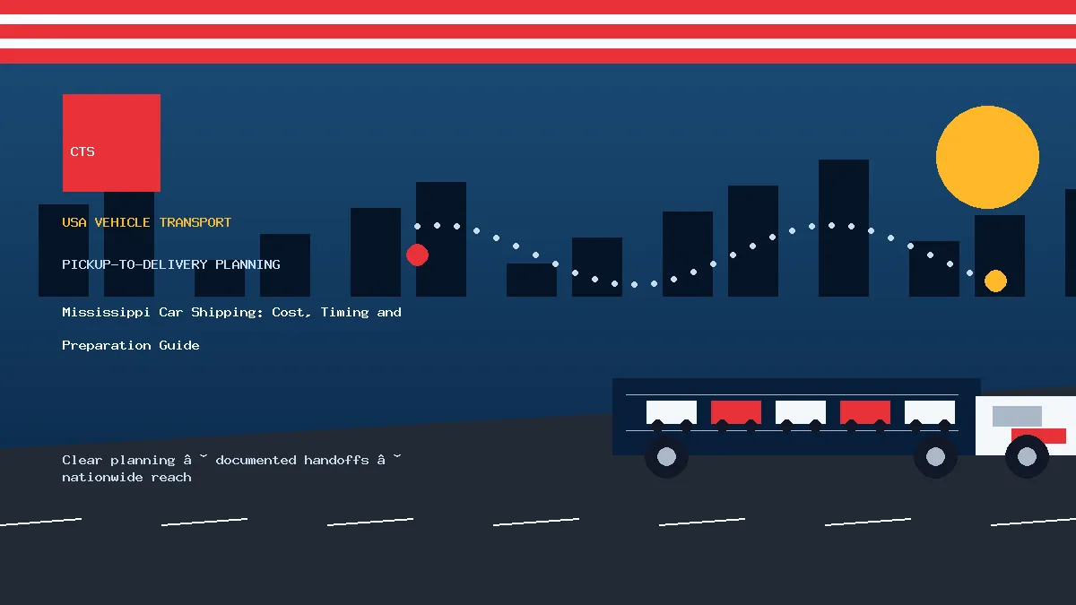 Mississippi car shipping pickup and delivery visual