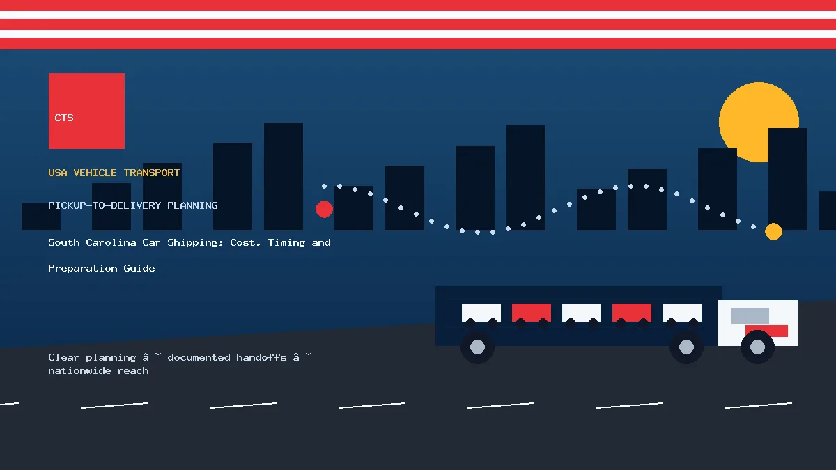 South Carolina car shipping pickup and delivery visual