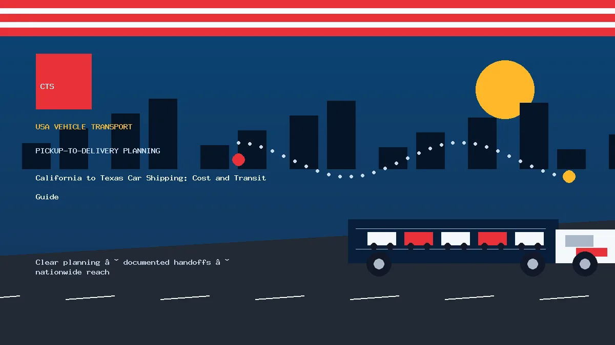 California to Texas car shipping pickup and delivery visual