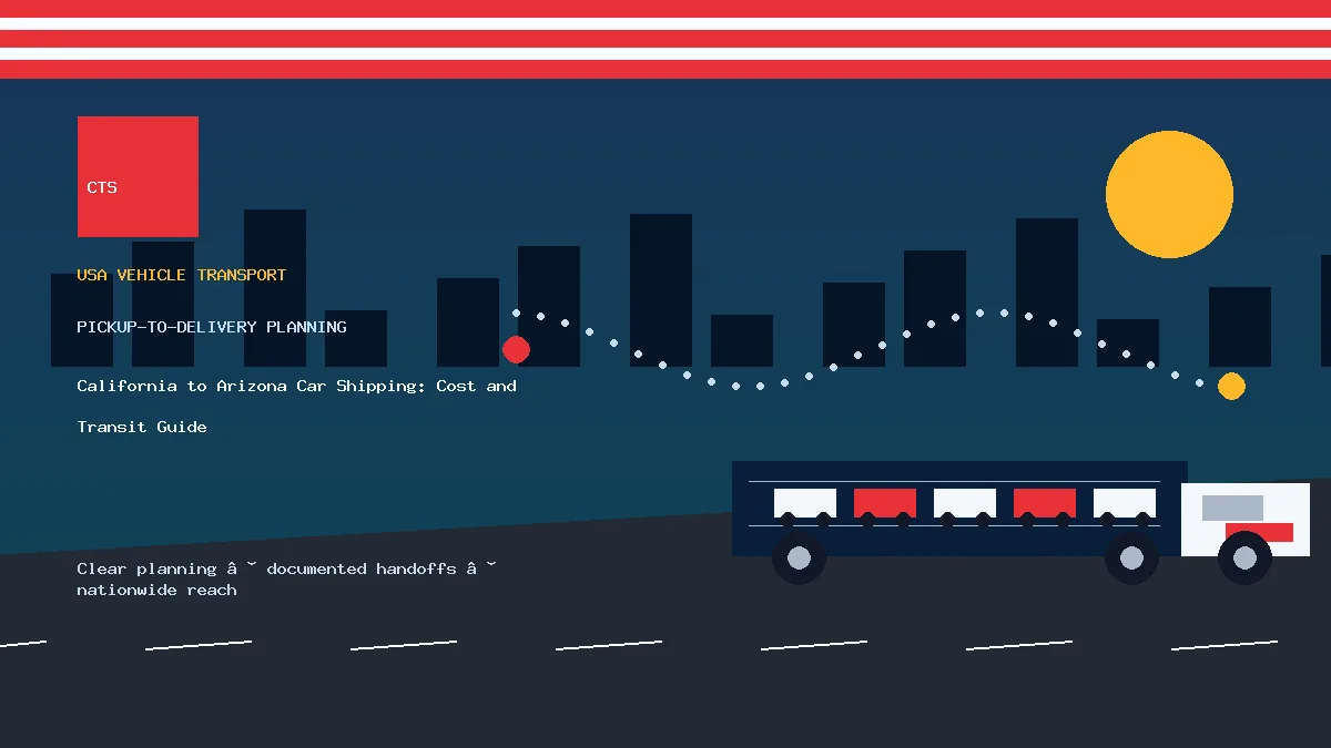 California to Arizona car shipping pickup and delivery visual