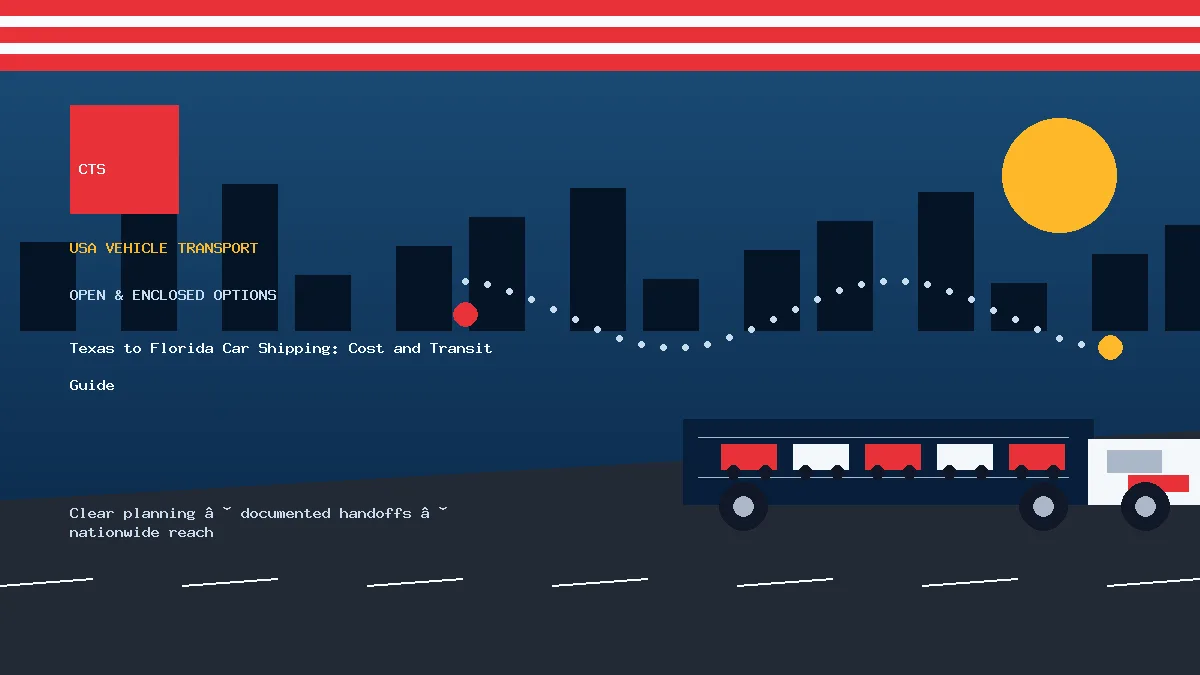 Texas to Florida car shipping transport equipment visual