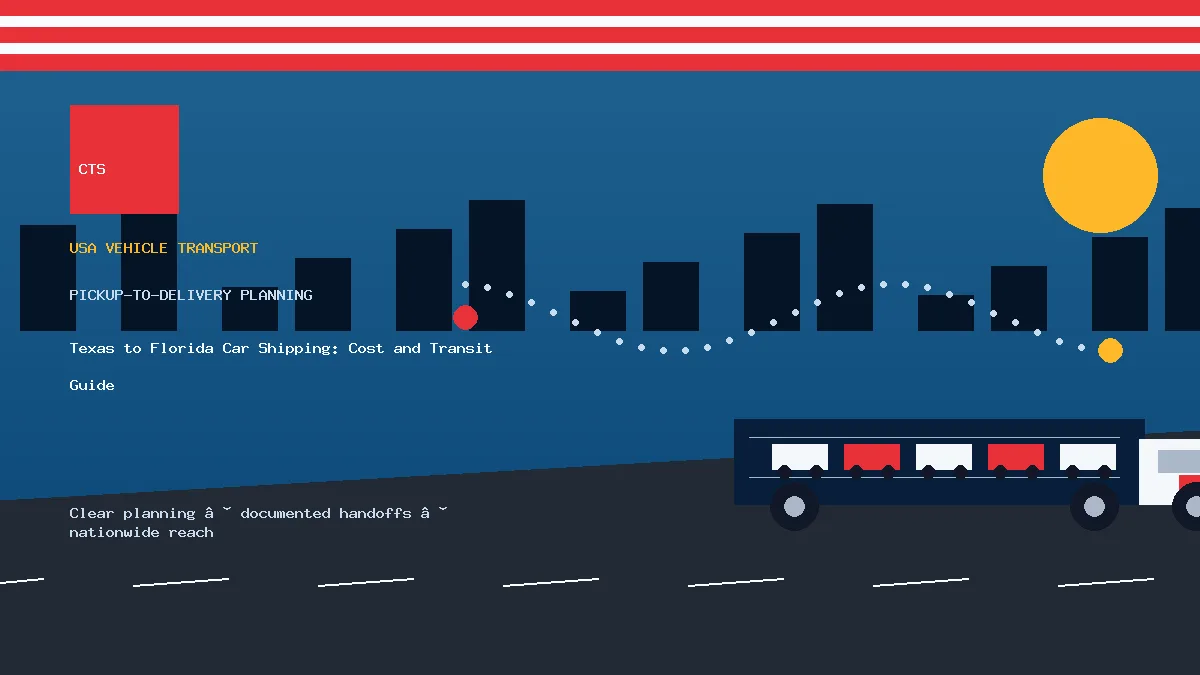 Texas to Florida car shipping pickup and delivery visual
