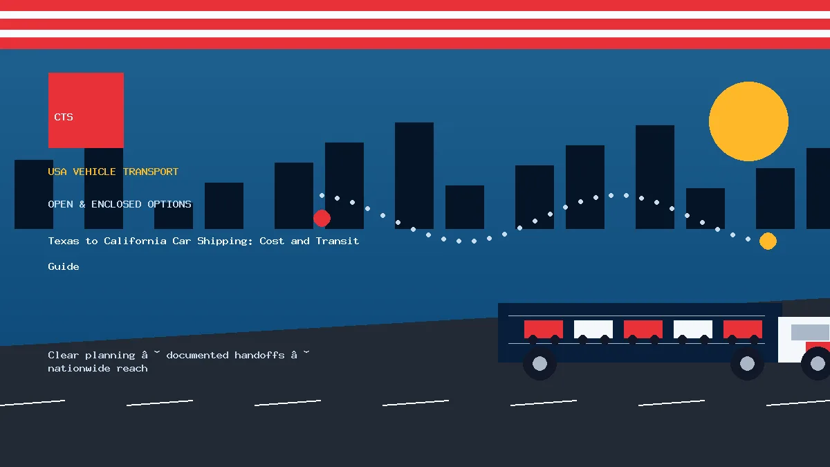 Texas to California car shipping transport equipment visual
