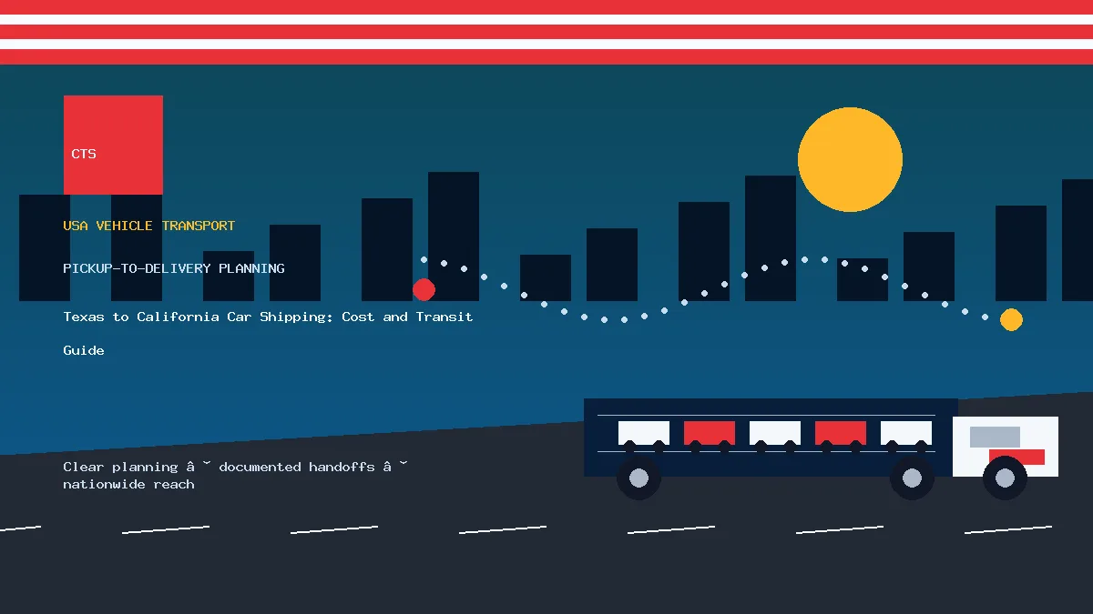 Texas to California car shipping pickup and delivery visual