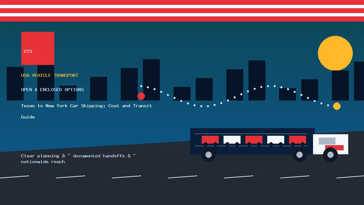 Texas to New York car shipping transport equipment visual