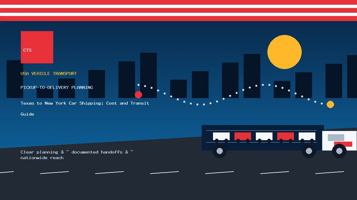 Texas to New York car shipping pickup and delivery visual