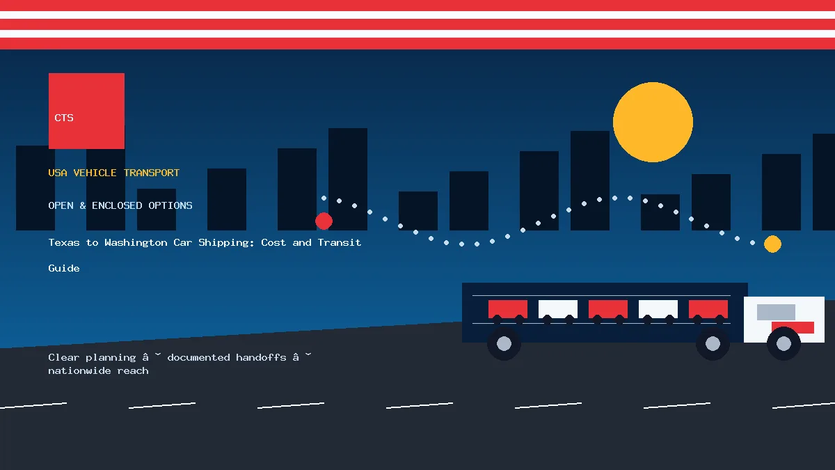 Texas to Washington car shipping transport equipment visual