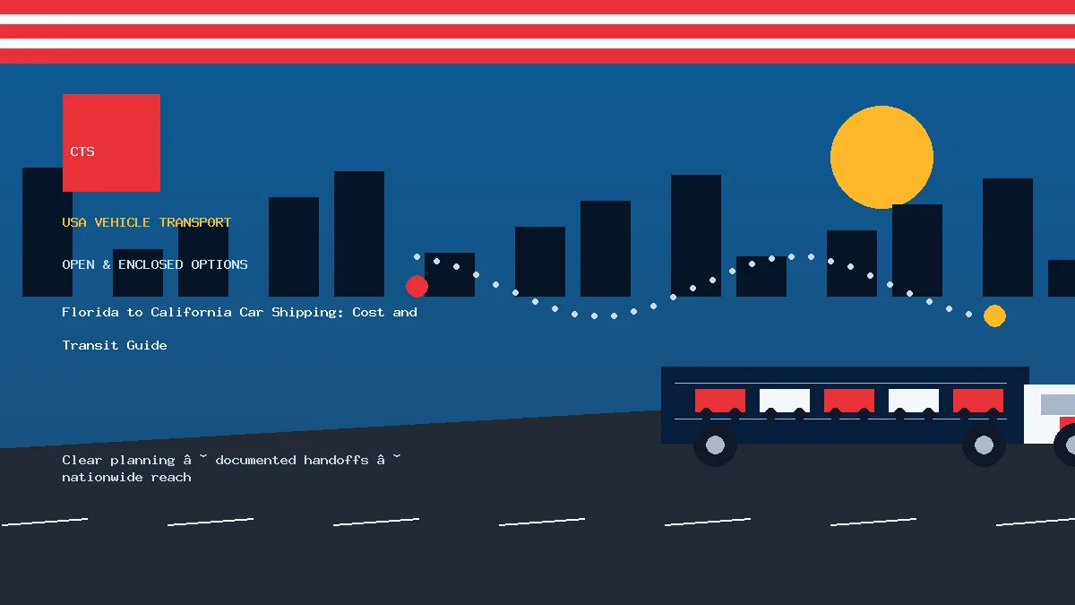 Florida to California car shipping transport equipment visual