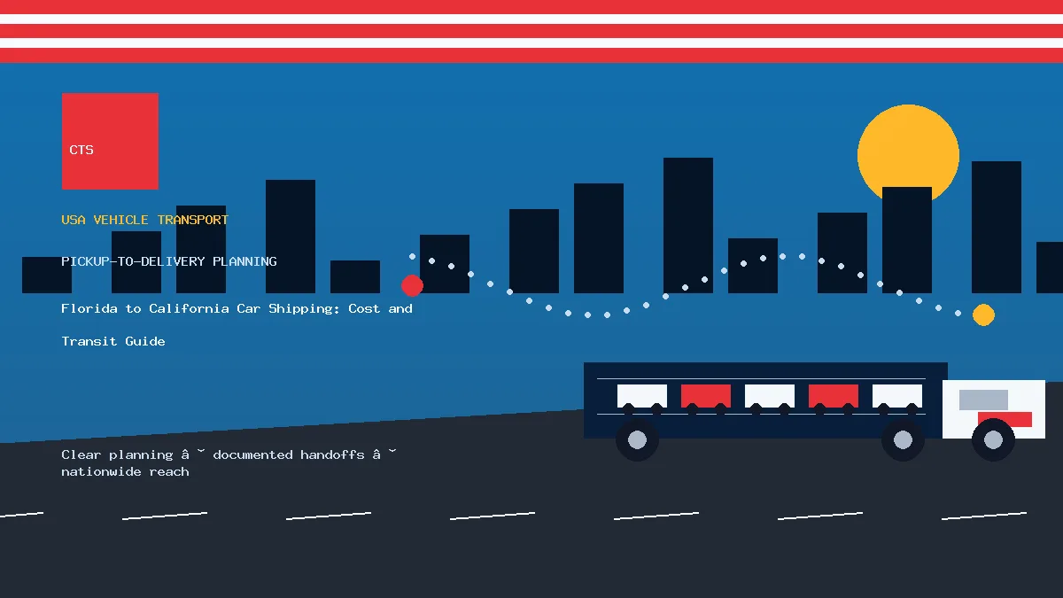 Florida to California car shipping pickup and delivery visual