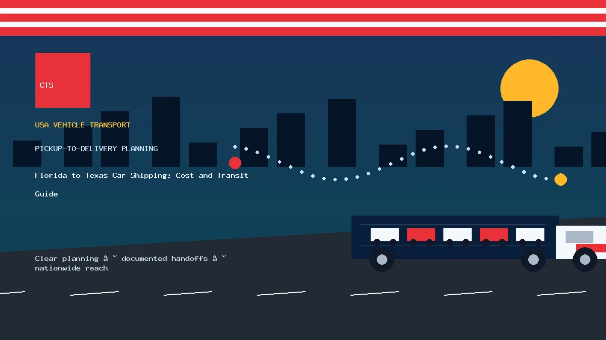Florida to Texas car shipping pickup and delivery visual