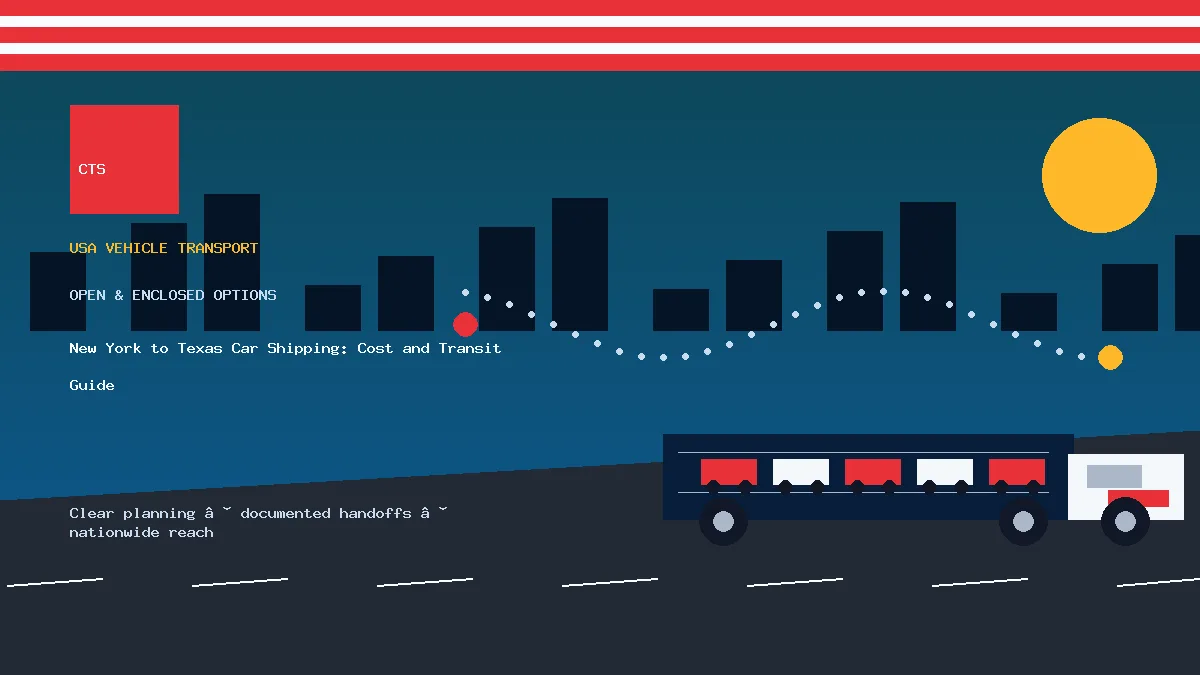 New York to Texas car shipping transport equipment visual