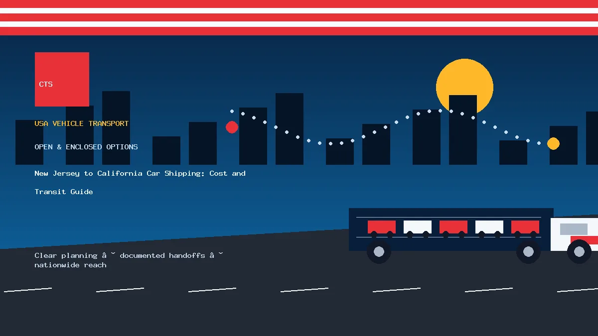 New Jersey to California car shipping transport equipment visual