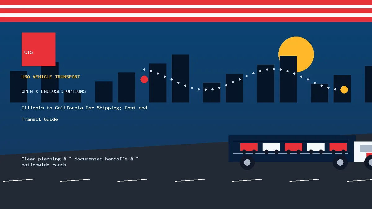 Illinois to California car shipping transport equipment visual
