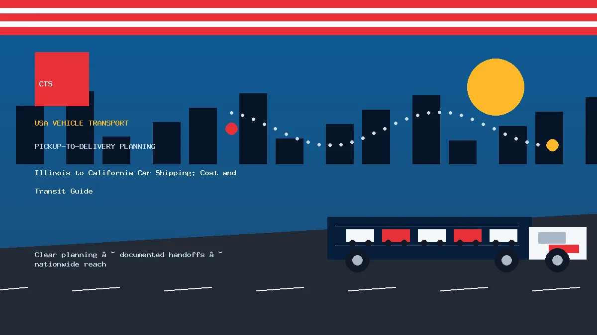 Illinois to California car shipping pickup and delivery visual