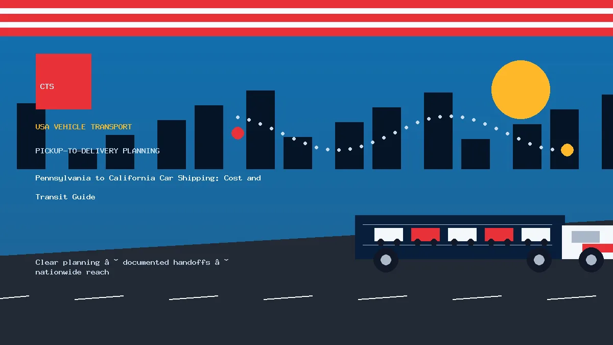 Pennsylvania to California car shipping pickup and delivery visual