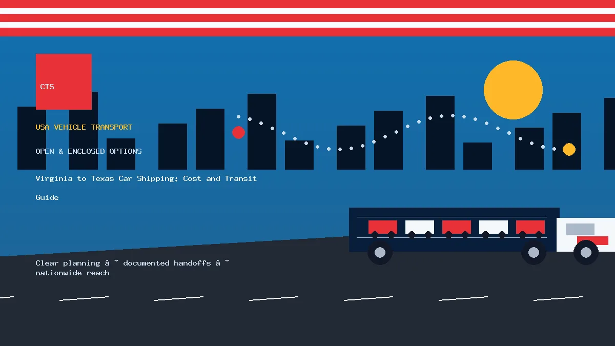 Virginia to Texas car shipping transport equipment visual