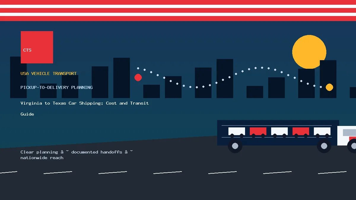 Virginia to Texas car shipping pickup and delivery visual