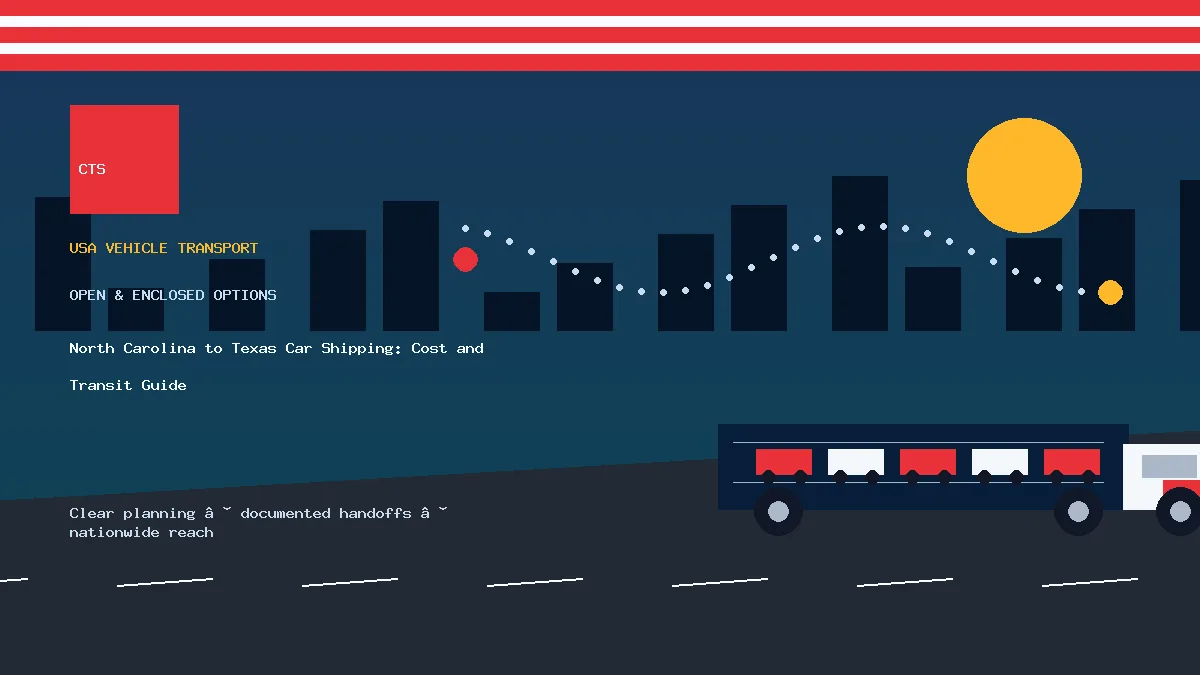 North Carolina to Texas car shipping transport equipment visual