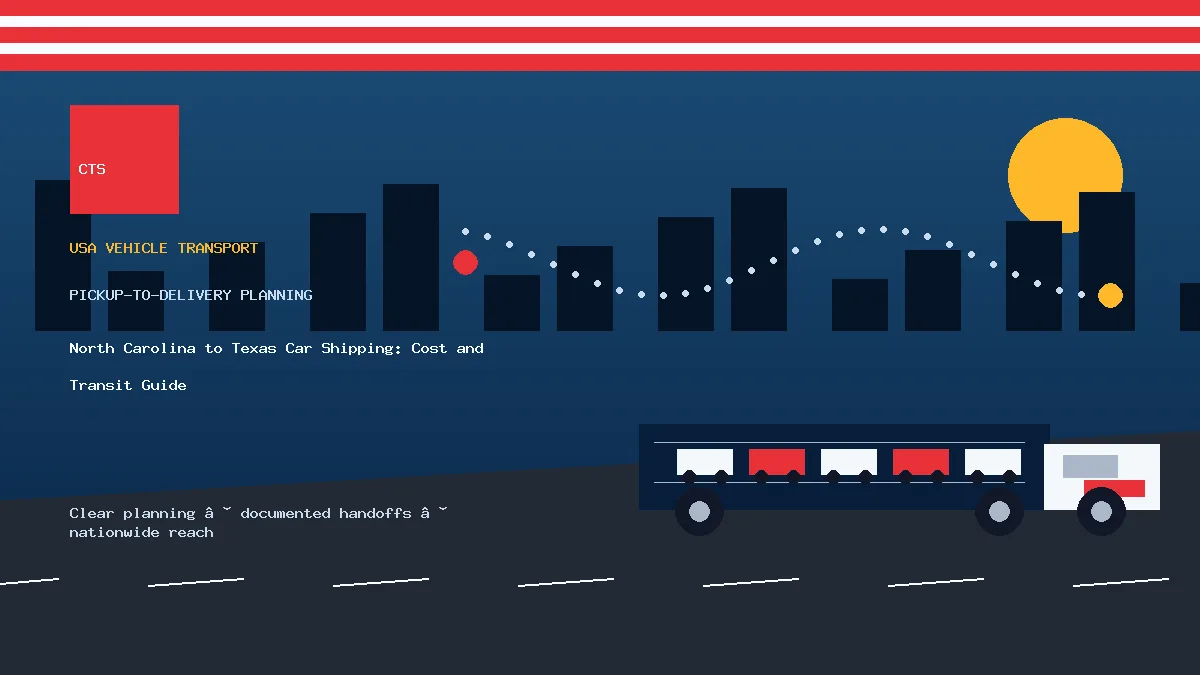 North Carolina to Texas car shipping pickup and delivery visual