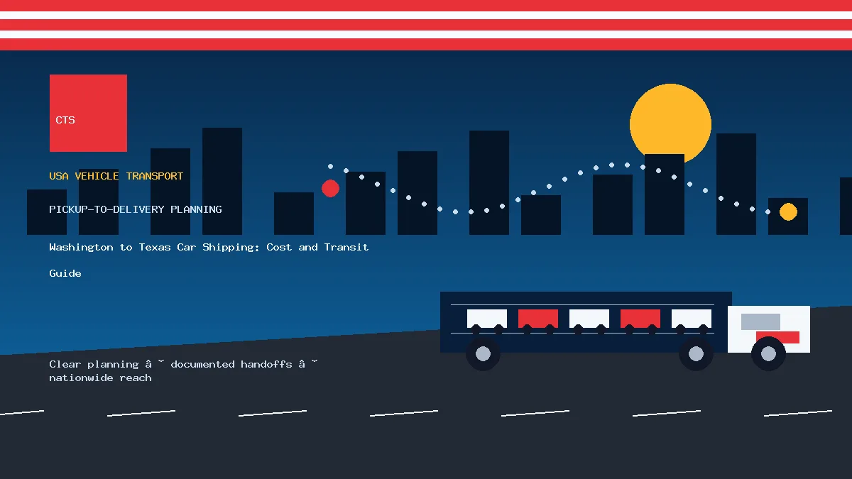 Washington to Texas car shipping pickup and delivery visual