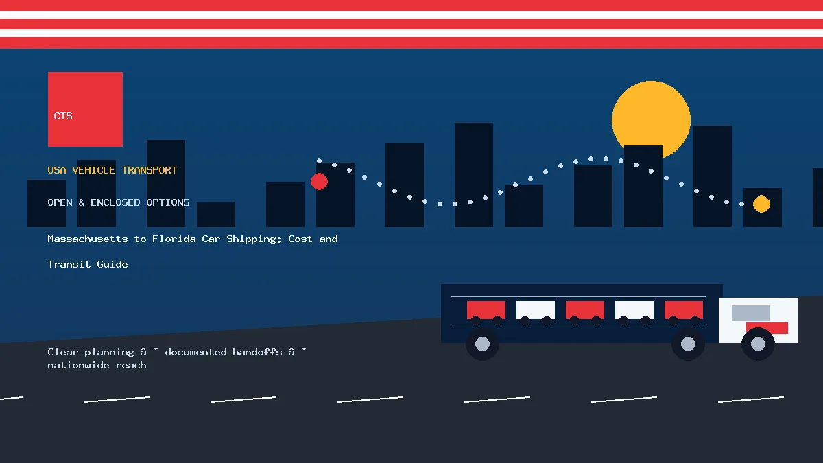 Massachusetts to Florida car shipping transport equipment visual