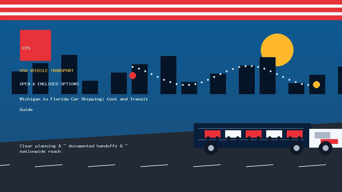 Michigan to Florida car shipping transport equipment visual