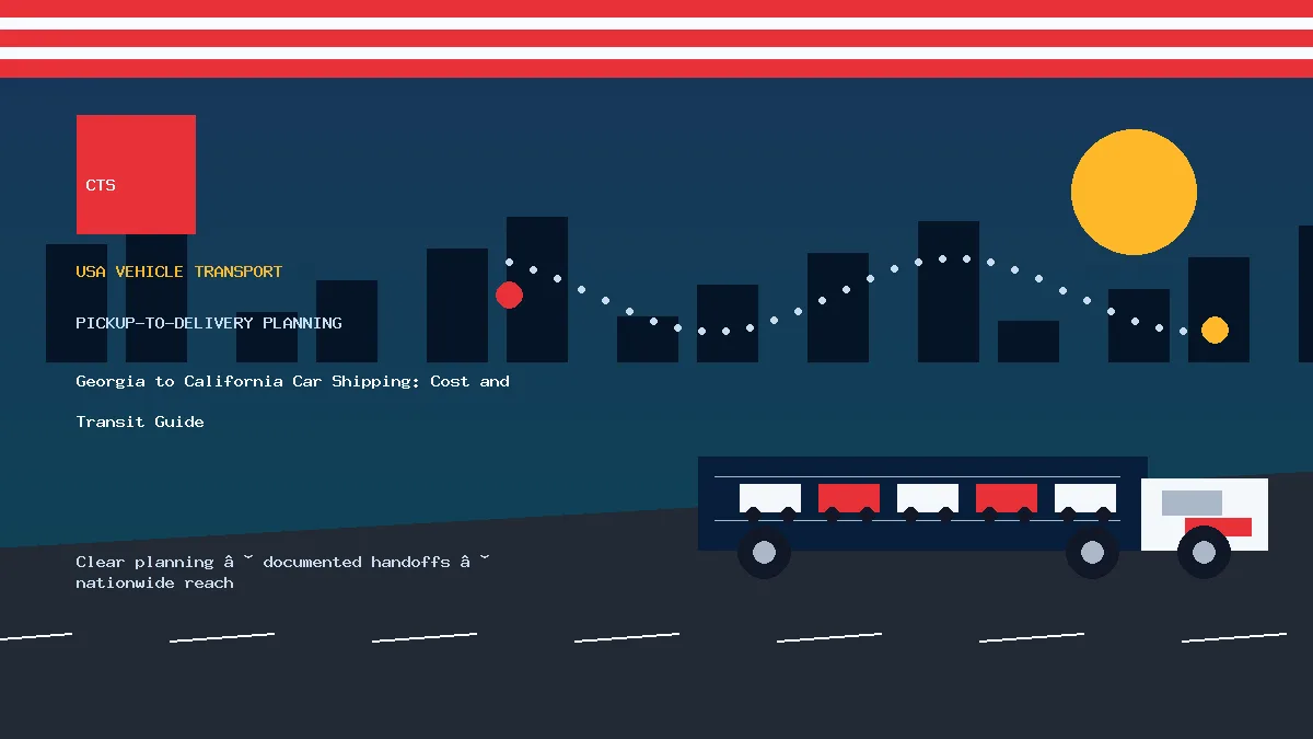 Georgia to California car shipping pickup and delivery visual