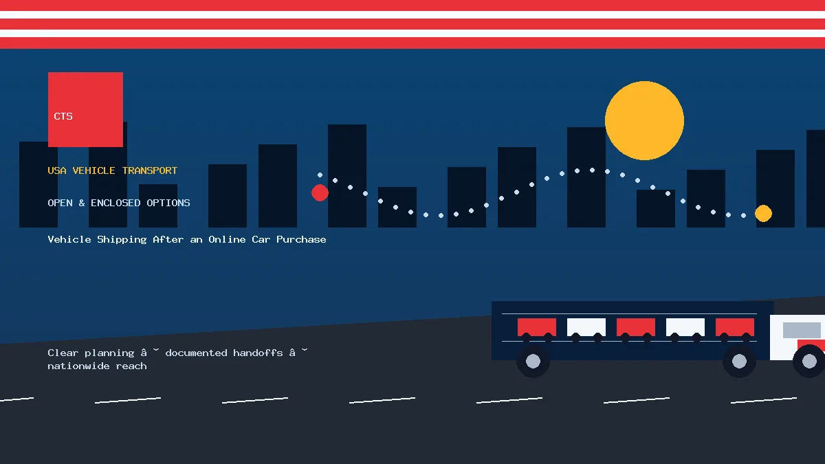 online car purchase shipping transport equipment visual