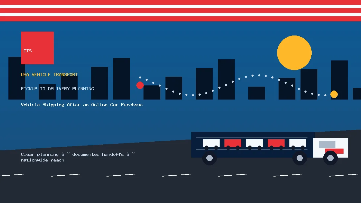 online car purchase shipping pickup and delivery visual