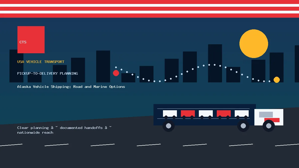 Alaska vehicle shipping pickup and delivery visual